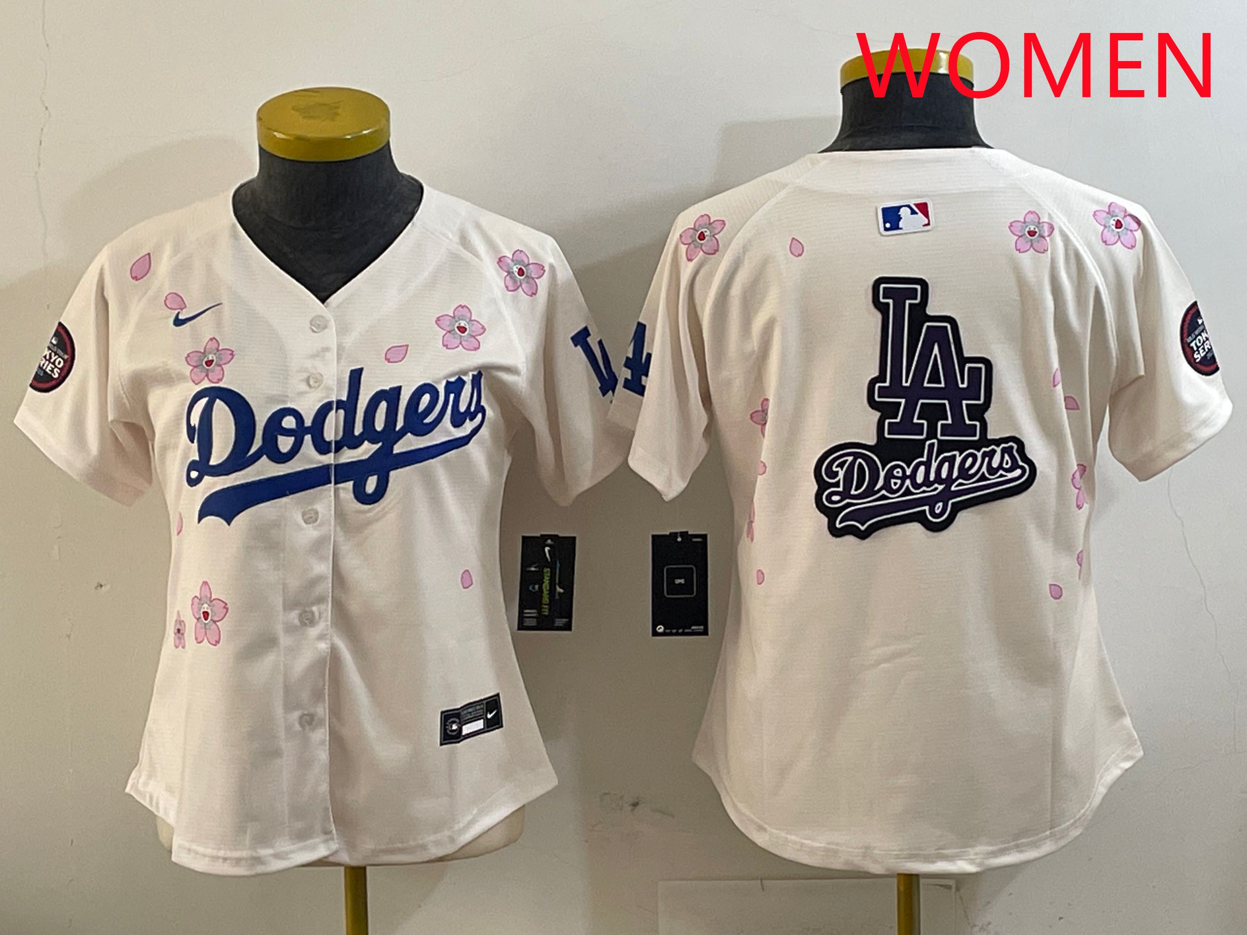 Women Los Angeles Dodgers Blank Cream Sakura Edition 2025 Nike MLB Jersey style 19
